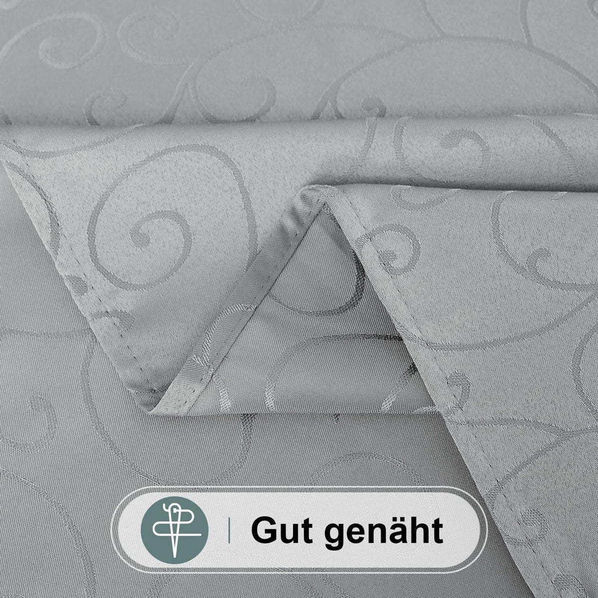 Runde Tischdecke Jacquard Grau 120cm – Abwaschbar & Elegant