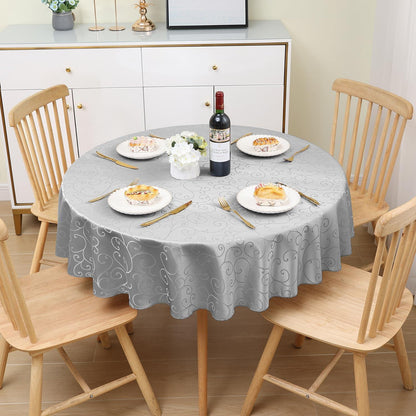 Runde Tischdecke Jacquard Grau 120cm – Abwaschbar & Elegant