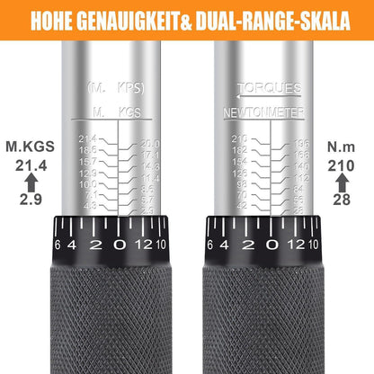 Drehmomentschlüssel 1/2" 28-210 Nm mit Verlängerung und Koffer