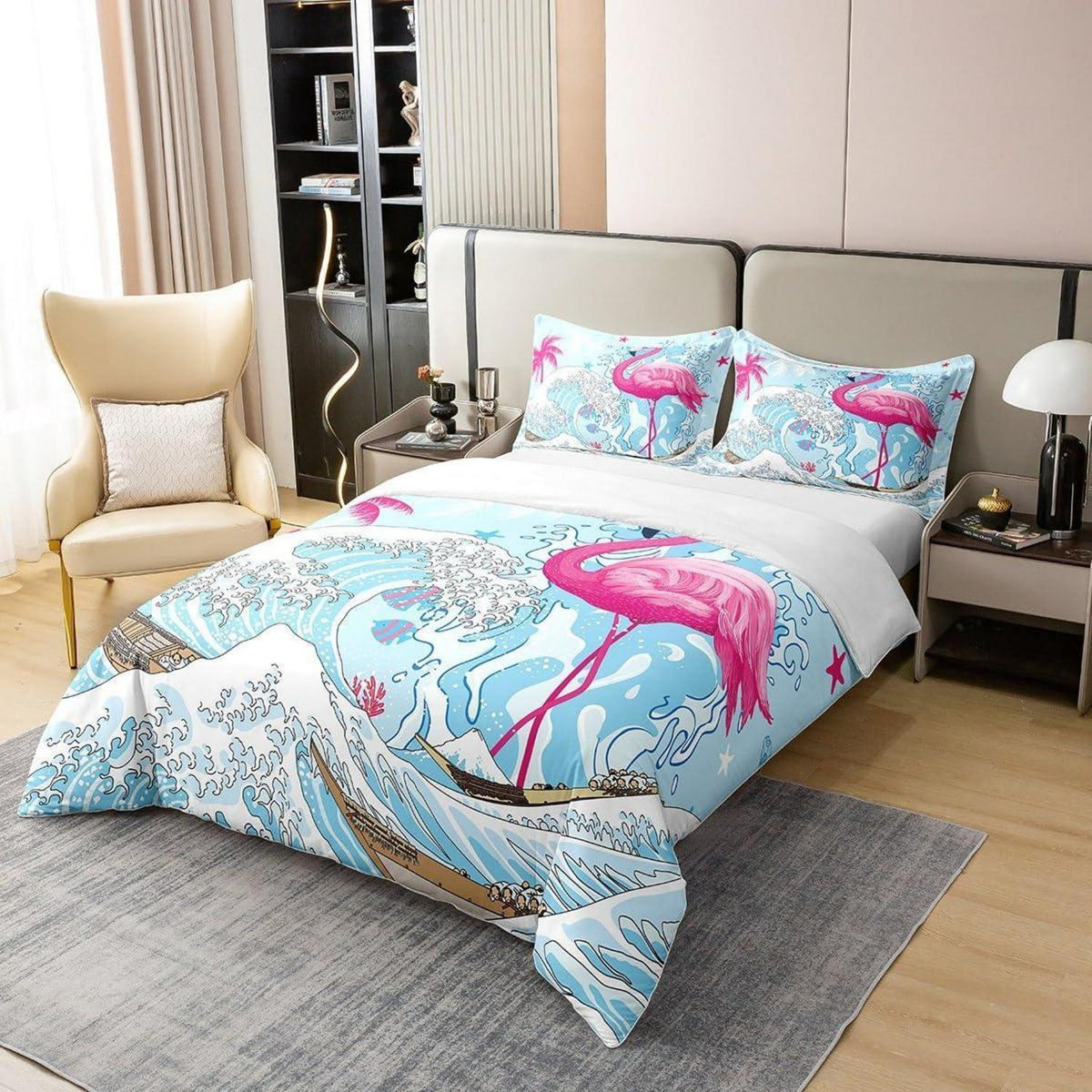 Rosa Flamingo Bettwäsche Set 200x200 – Meer & Cartoon Design
