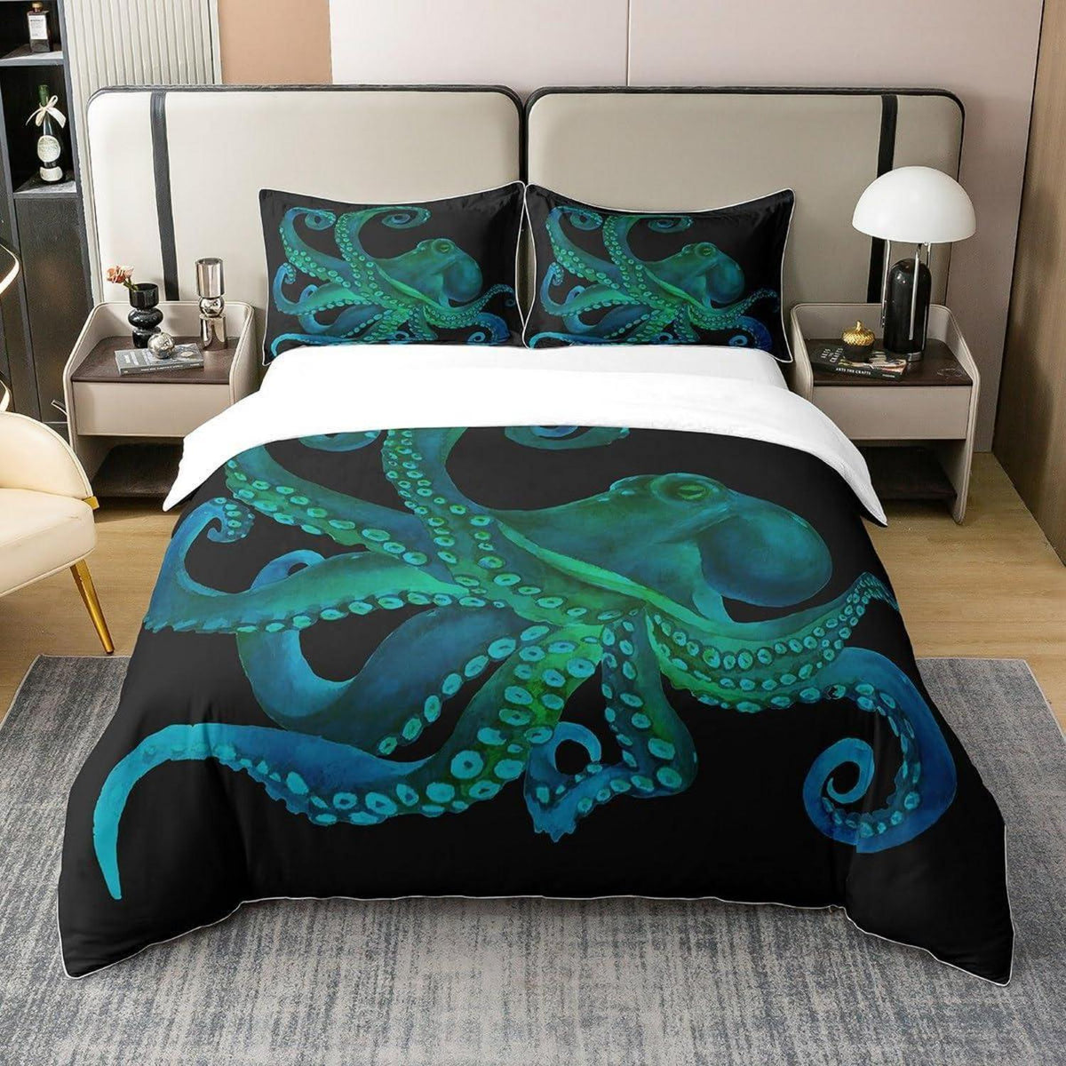 Octopus Baumwoll Bettbezug Set 220x240 für Kinder Schlafzimmer