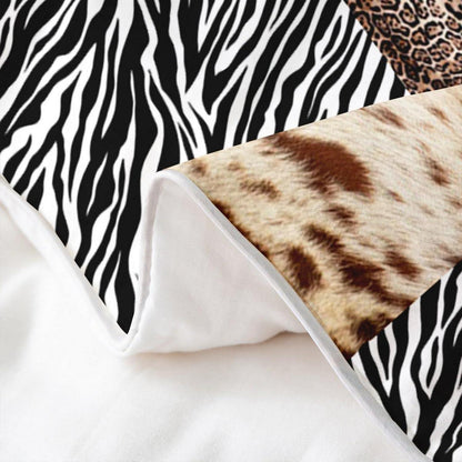 Rustikales Bettwäsche Set – Zebra Kuh Design 220x240 in Lederoptik