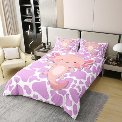 Kawaii Axolotl Baumwoll Bettbezug Set 220x240 mit Kissenbezügen