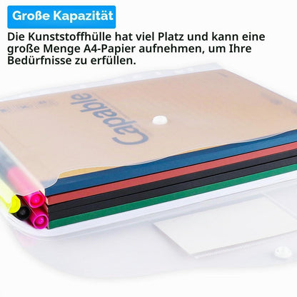 Dokumententasche A4 mit 24 Fächern – Transparent & Abheftbar