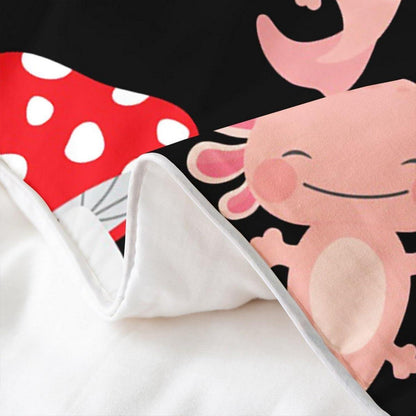 Kawaii Pilz & Axolotl Bettwäsche Set 200x200 Baumwolle
