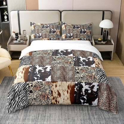 Rustikales Bettwäsche Set – Zebra Kuh Design 155x220 in Lederoptik