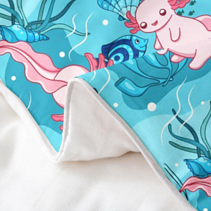 Axolotl Bettwäsche-Set 220x240 - Cartoon Fisch & Ozean Dekor