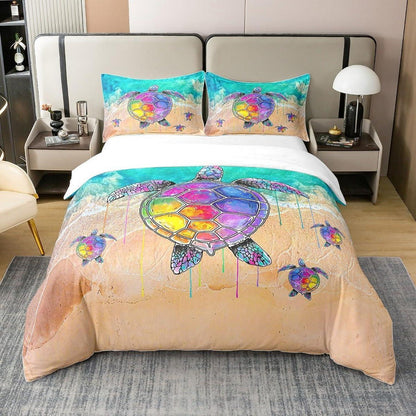 Regenbogen Schildkröte Bettbezug 155x220 Baumwolle Tropical Ozean