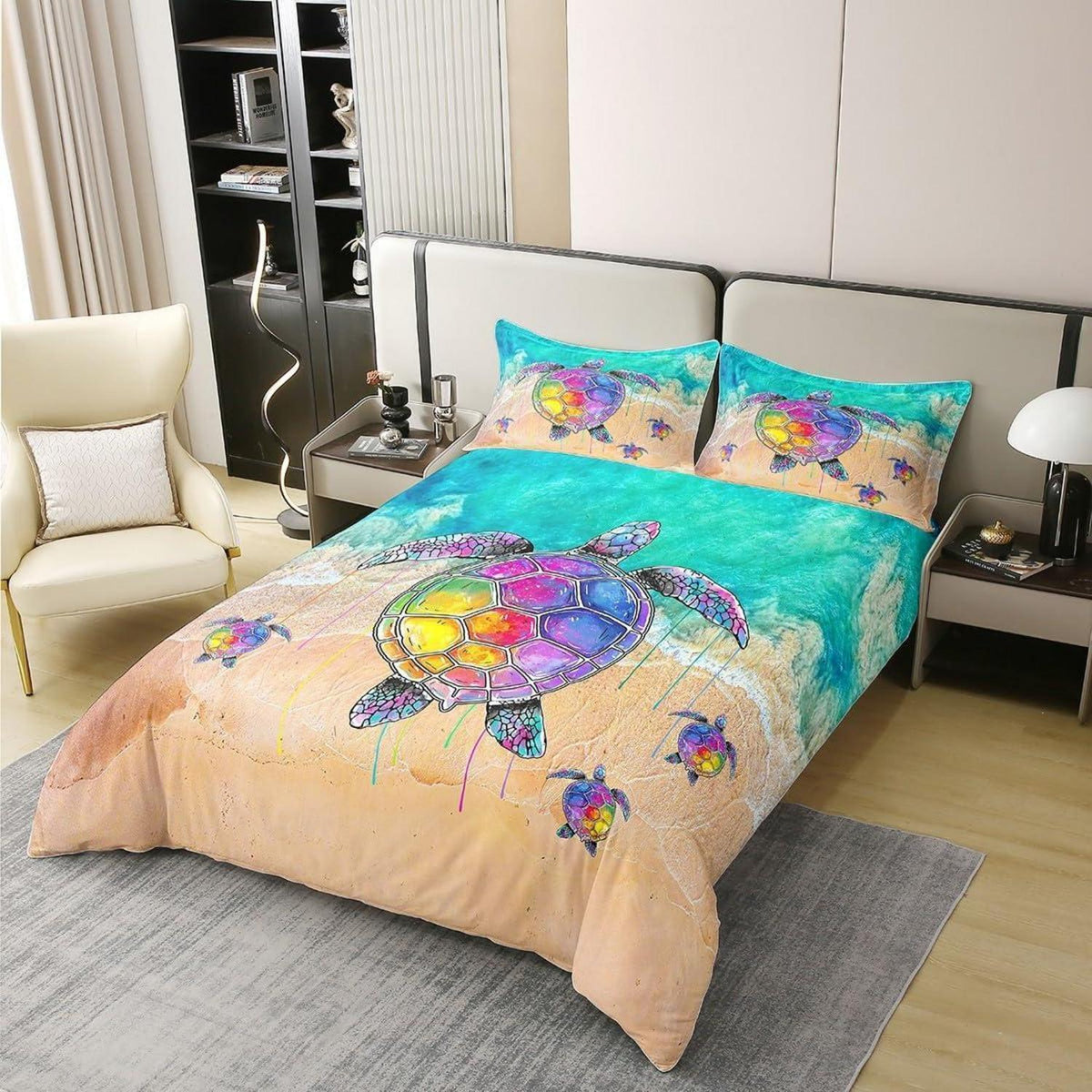 Regenbogen Schildkröte Bettbezug 155x220 Baumwolle Tropical Ozean