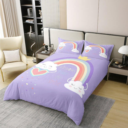 Bio Baumwoll Bettbezug Regenbogen Kinderzimmer Set 200x200