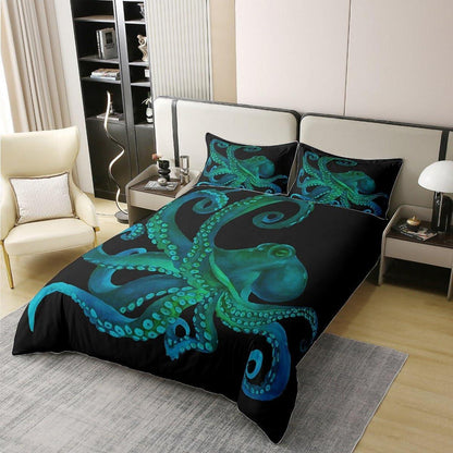 Octopus Baumwoll Bettbezug Set 200x200 für Kinder Schlafzimmer