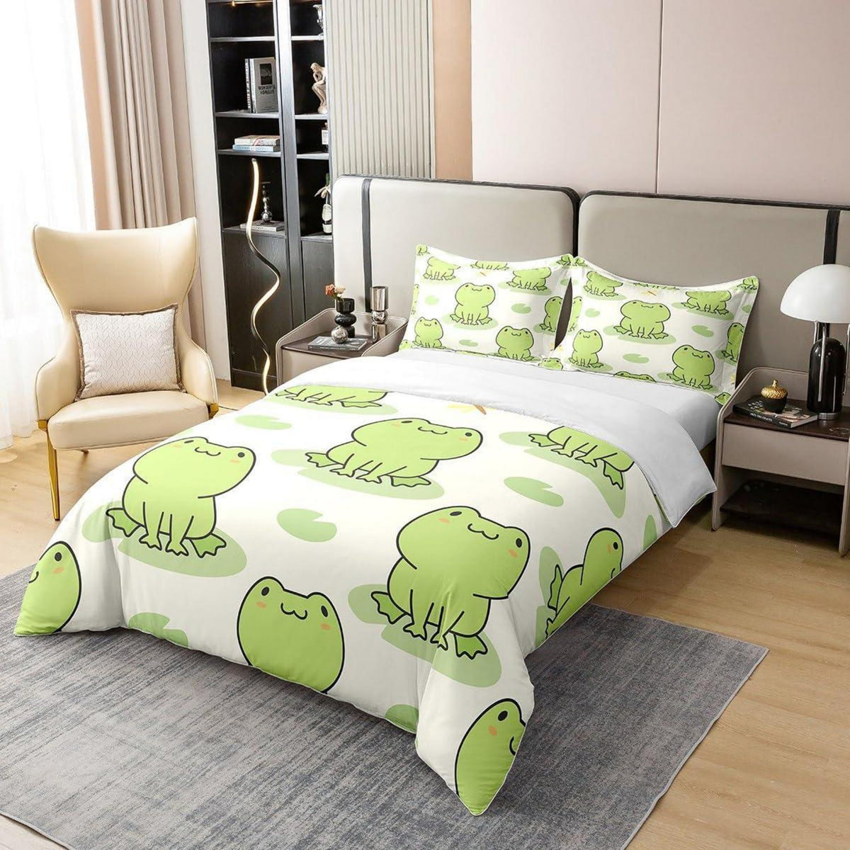 Frosch Kinder Bettwäsche Set 155x220 Baumwolle mit Kissenbezug