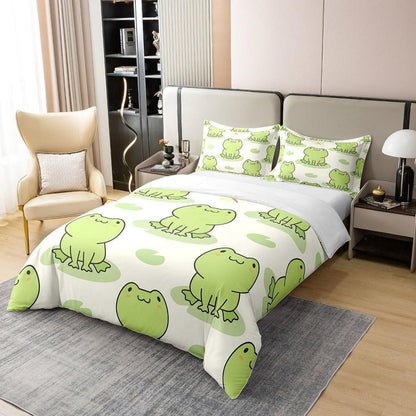 Frosch Kinder Bettwäsche Set 155x220 Baumwolle mit Kissenbezug