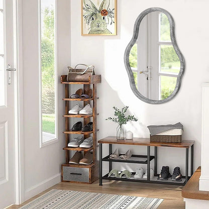Asymmetrischer Wandspiegel mit Holzrahmen – 70x50cm, Schwarz