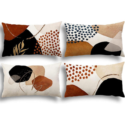 Leinen Kissenbezüge 30x50 - 4er Set Boho & Abstrakte Muster