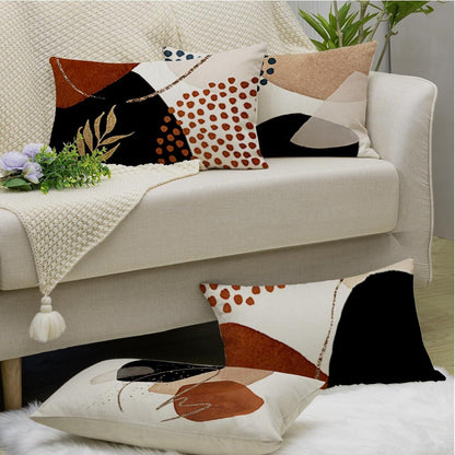Leinen Kissenbezüge 30x50 - 4er Set Boho & Abstrakte Muster