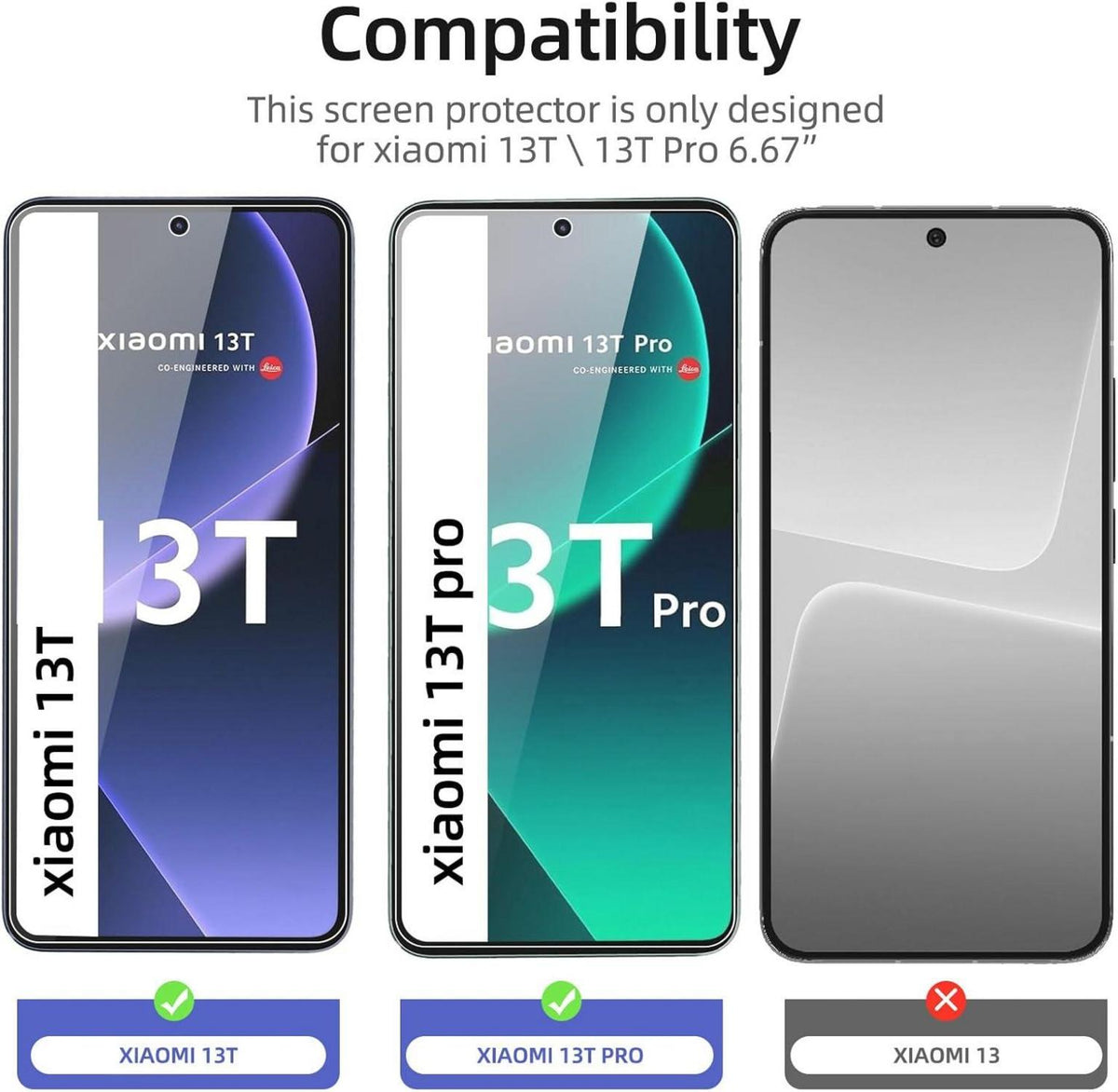 Panzer Schutzglas für Xiaomi 13T 13T Pro 9H Härte 0.33mm