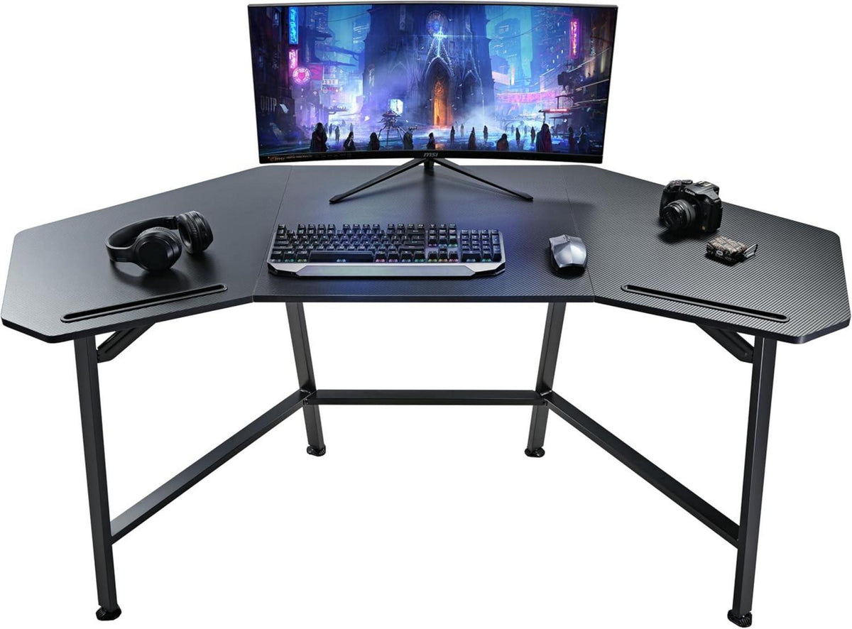 Gaming Tisch Flügelform PC Computertisch 160x74cm mit 2