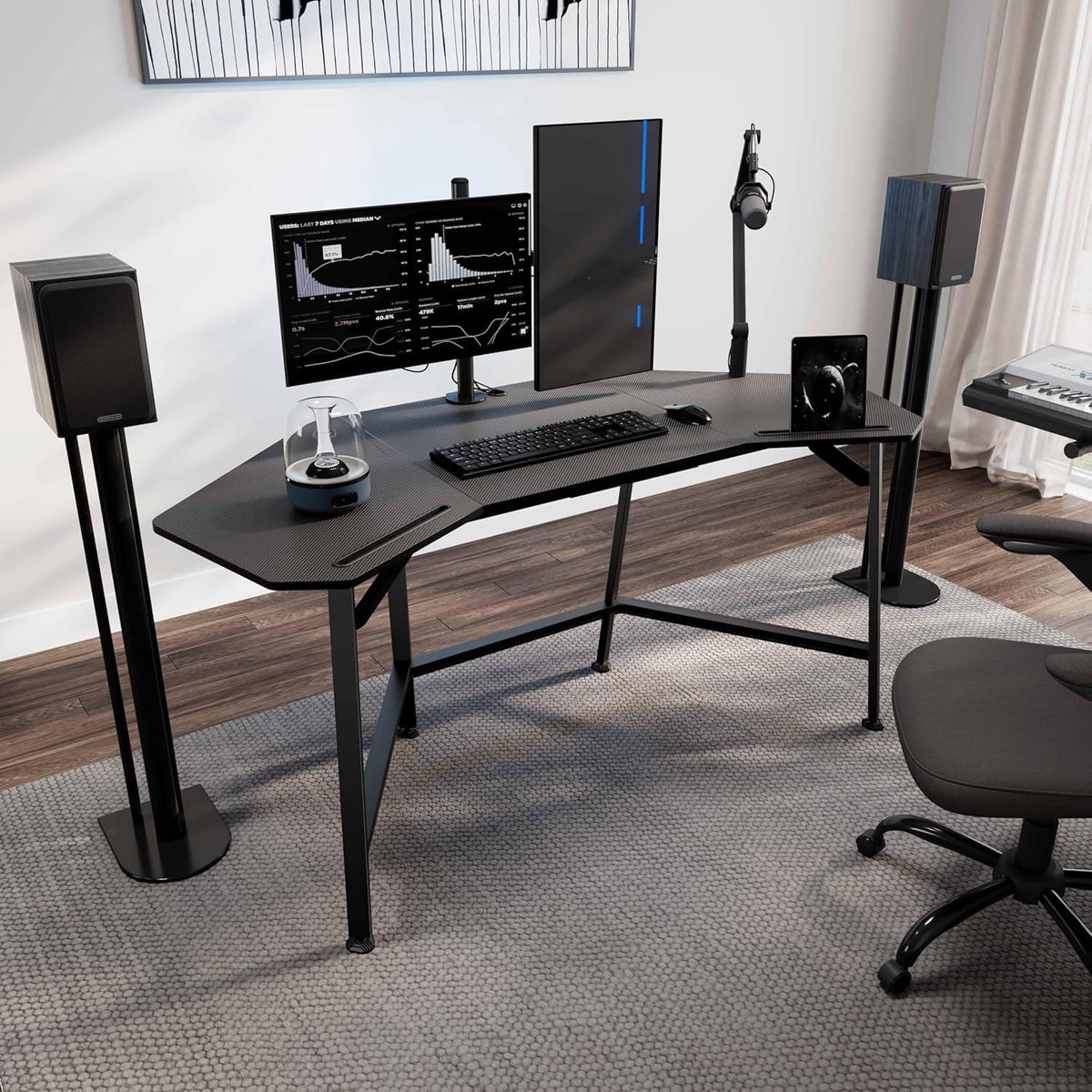 Großer Gaming Schreibtisch 160x74 cm Flügelform PC Computertisch