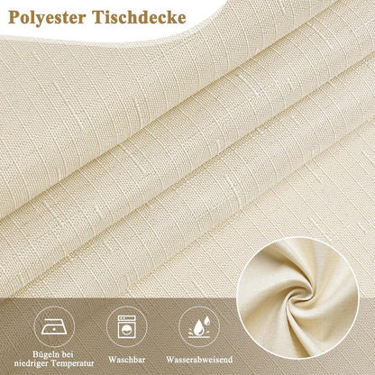 Tischdecke Leinenoptik Beige, 120x120cm – Wasserabweisend & Kratzfest
