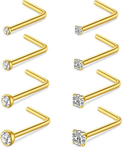 Nasenpiercing Set Chirurgenstahl Kristall Gold Silber
