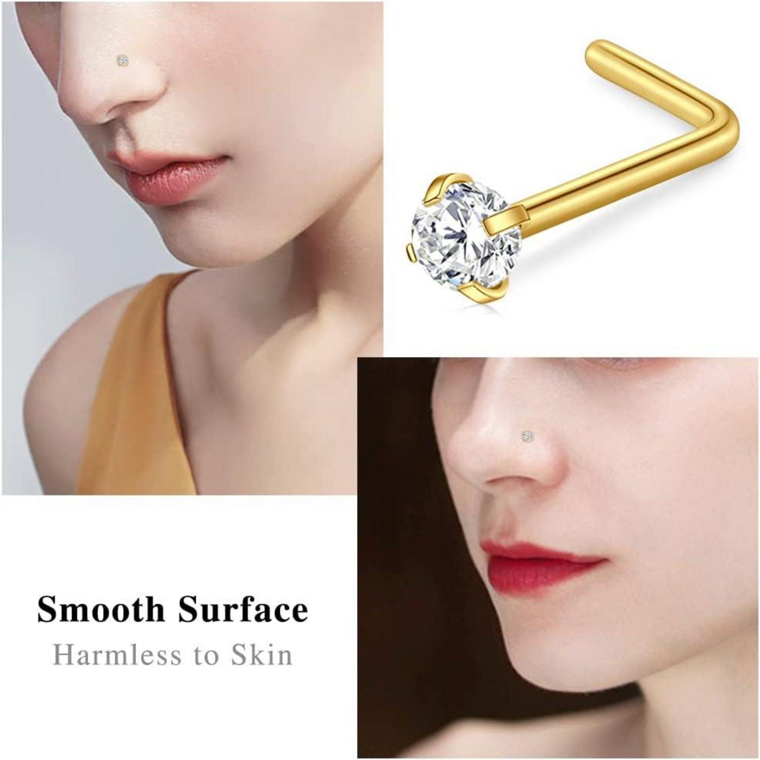 8 Stück Nasenpiercing 20G 18G Chirurgenstahl Kristall Silber Gold