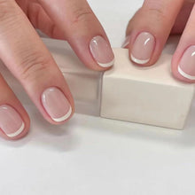 24 Stück Nude French Press on Nails, Falsche Nägel Ballerina Square