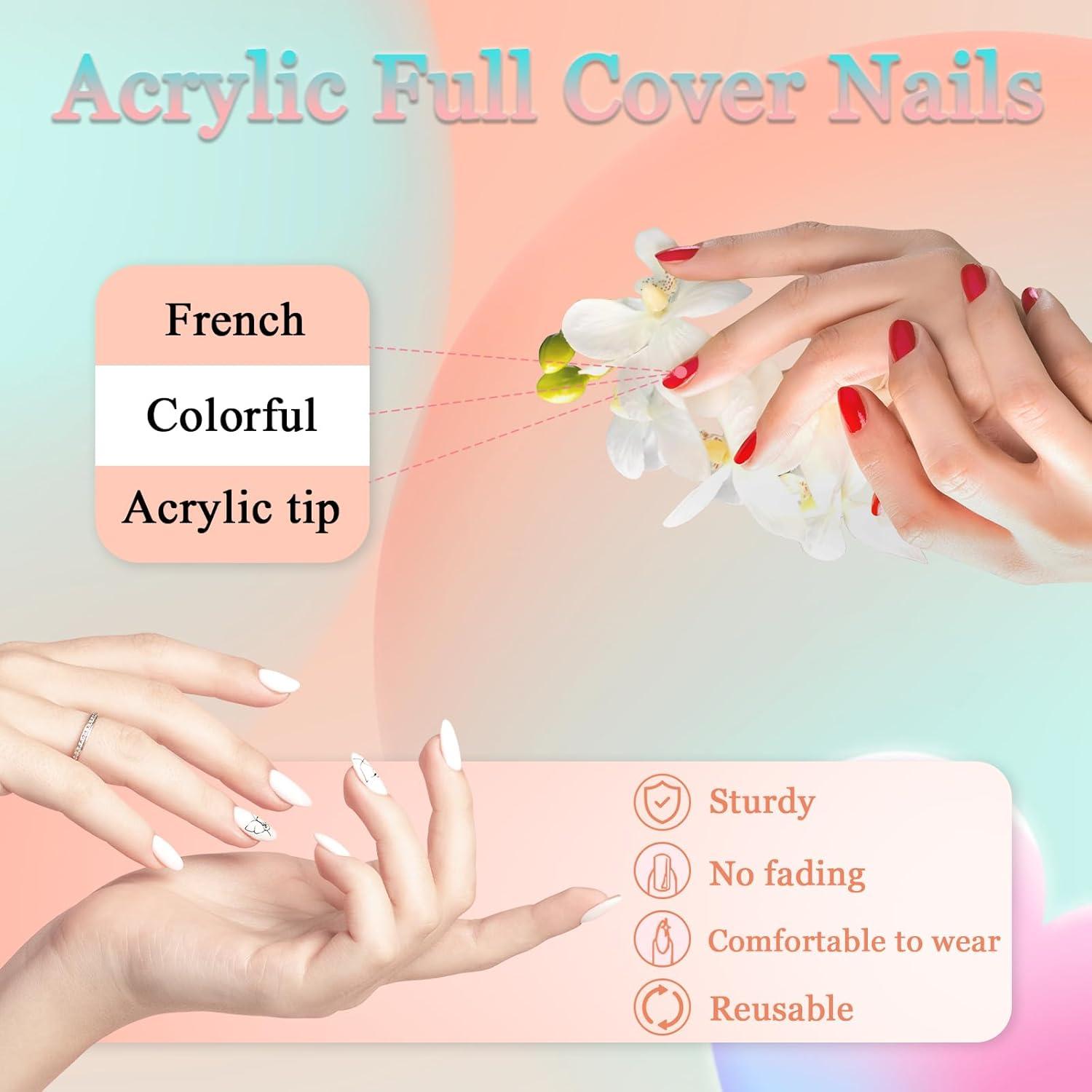 24 Stück Nude French Press on Nails, Falsche Nägel Ballerina Square