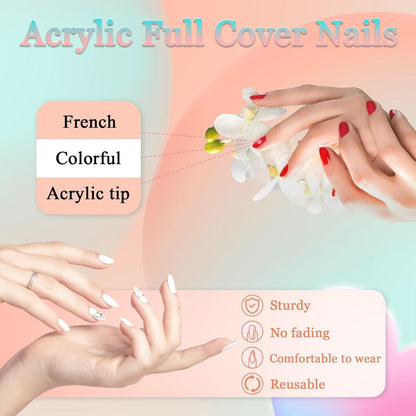 24 Stück Nude French Press on Nails, Falsche Nägel Ballerina Square