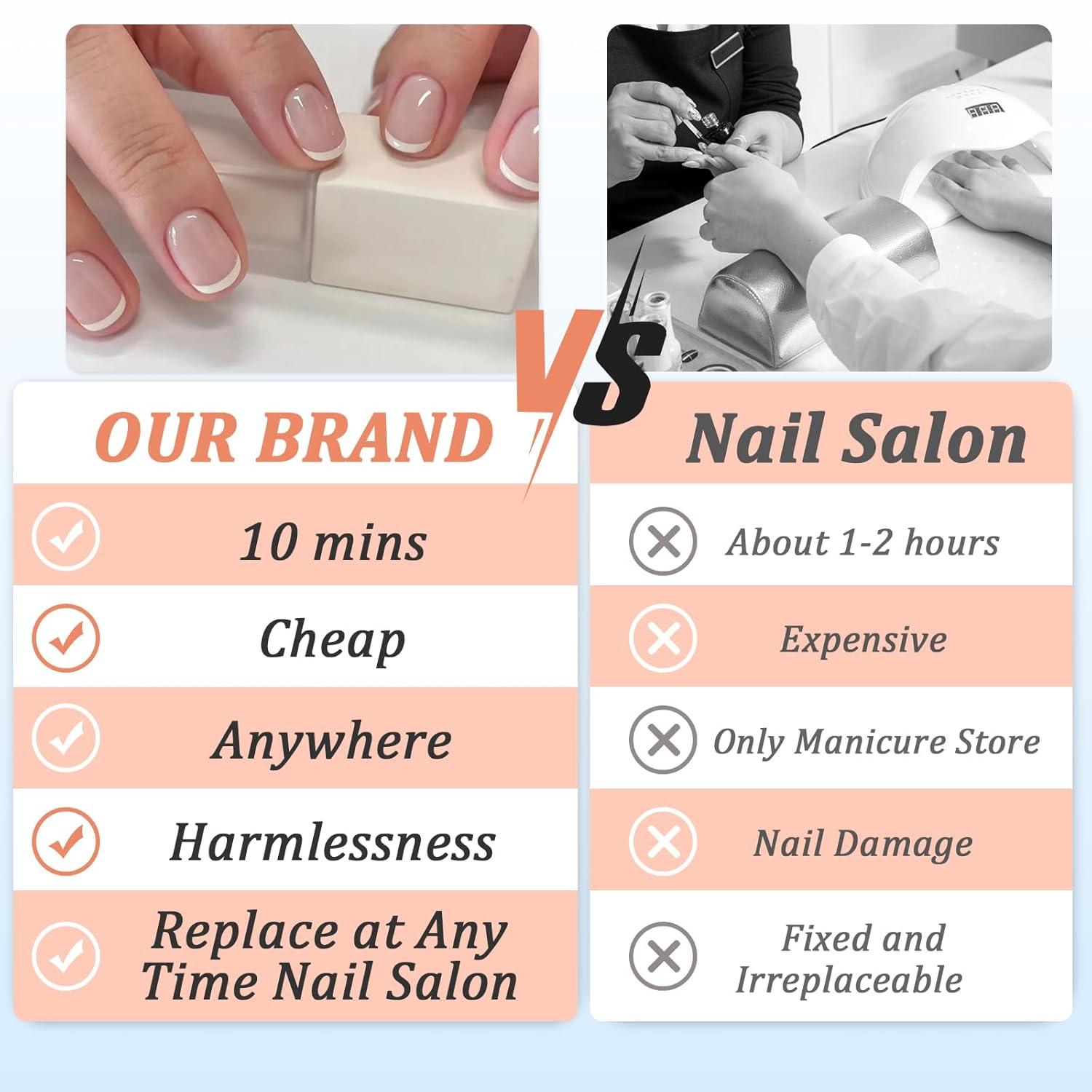 24 Stück Press on Nails Eckig Nude French Künstliche Nägel, Falsche Nägel Square Fingernägel Acryl Zum Aufkleben