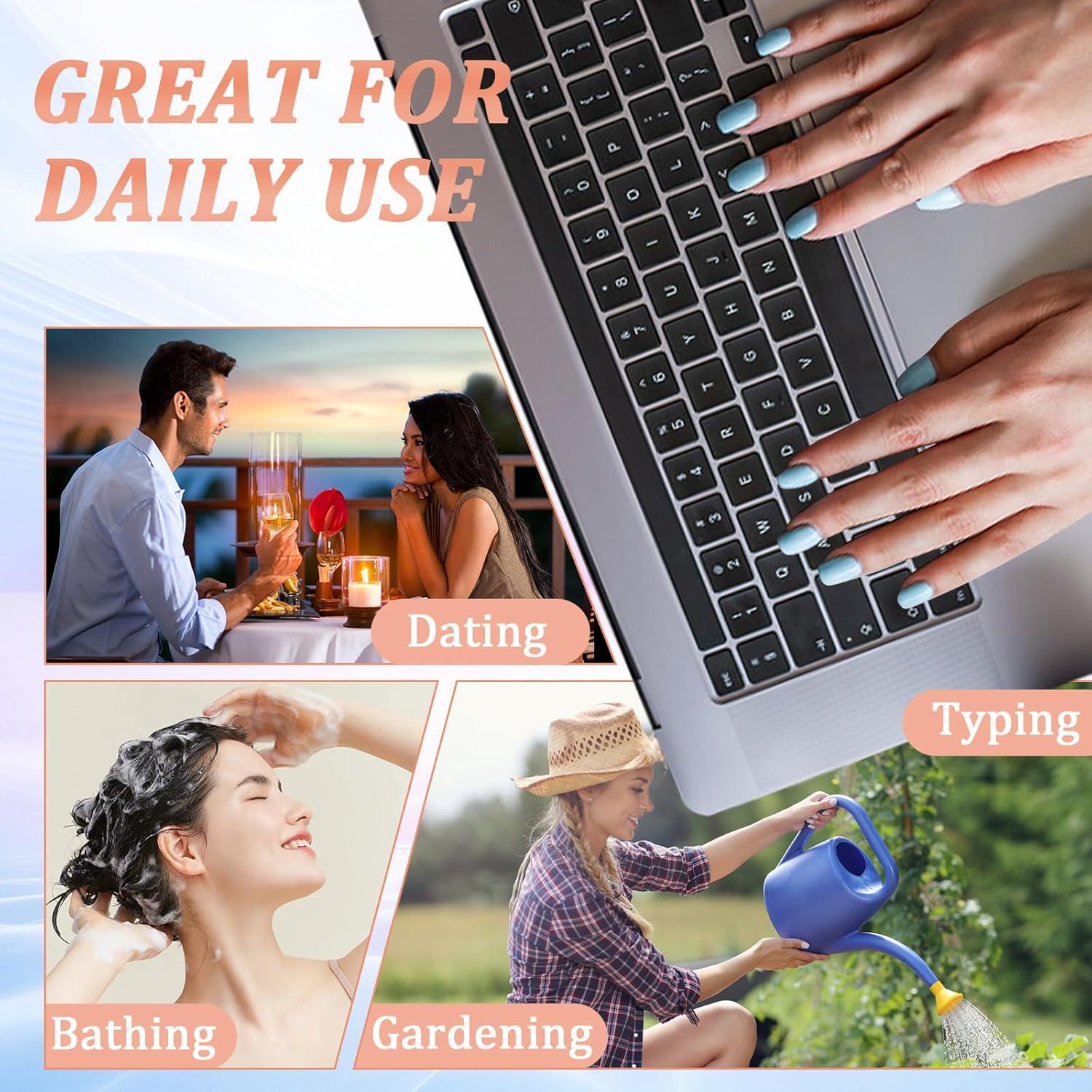 24 Stück Press on Nails Kurz Eckig Nude French Falsche Nägel Ballerina