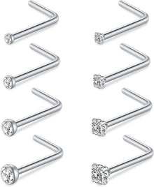 8er Nasenpiercing Set 20G 18G Chirurgenstahl Kristall Silber Gold