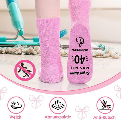 YANSYUN 40. Geburtstag Frauen Flauschige Lustige Socken