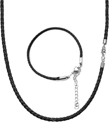 Hochwertige geflochtene Leder Halskette Armband Set