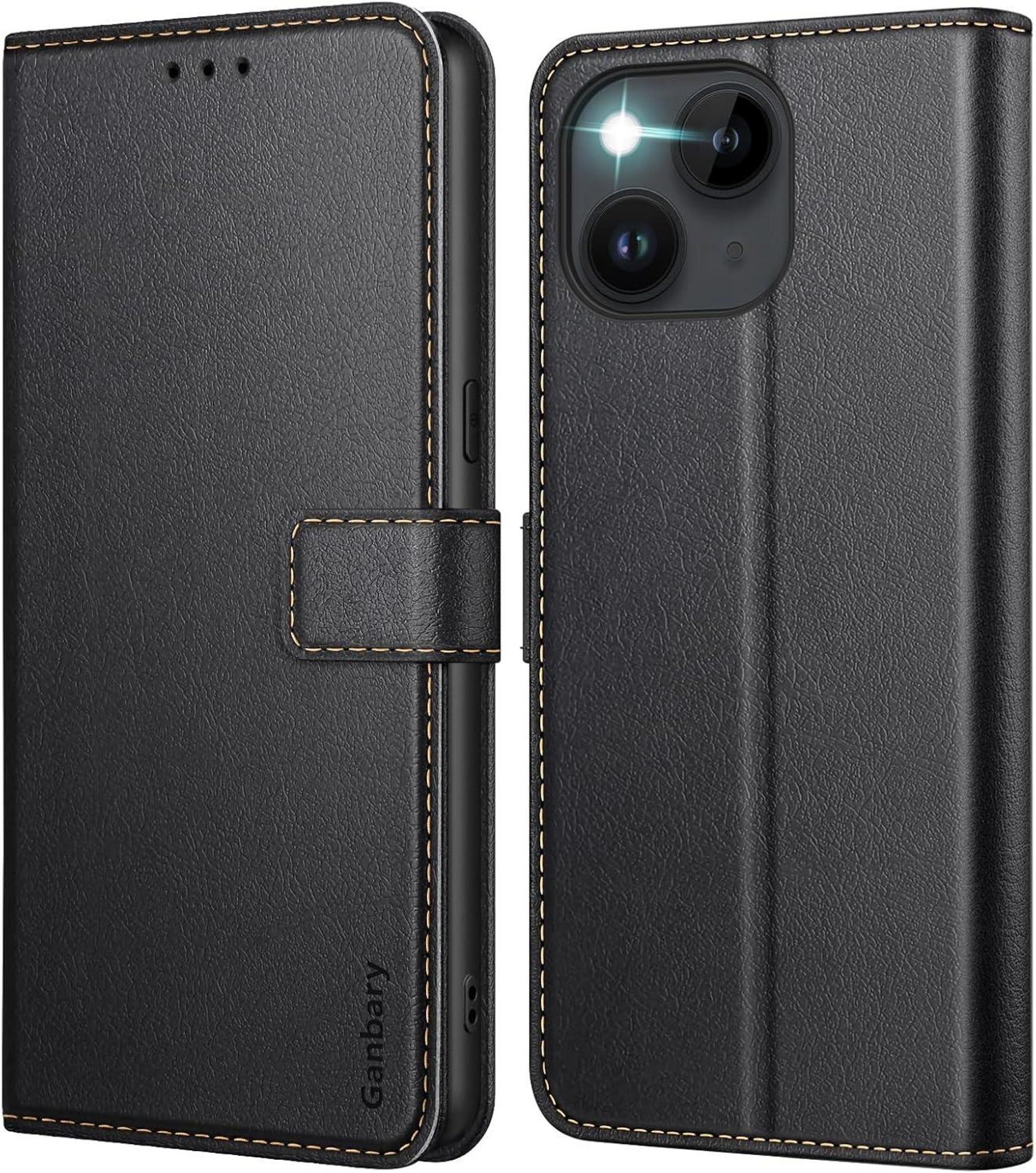 iPhone 14 / 13 Leder Handyhülle mit Standfunktion & Kartenschlitzen