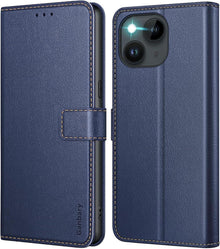 iPhone 14 / iPhone 13 Premium Leder Klapphülle mit Kartenschlitzen und