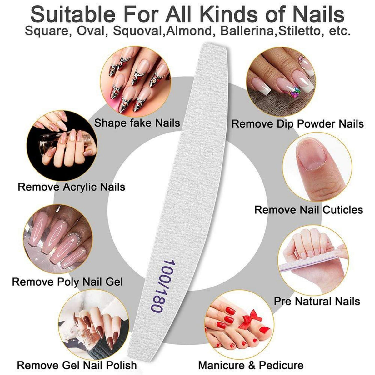 Professionelle Nagelfeile 25 Stück 100/180 für Gelnägel Acryl Dicke