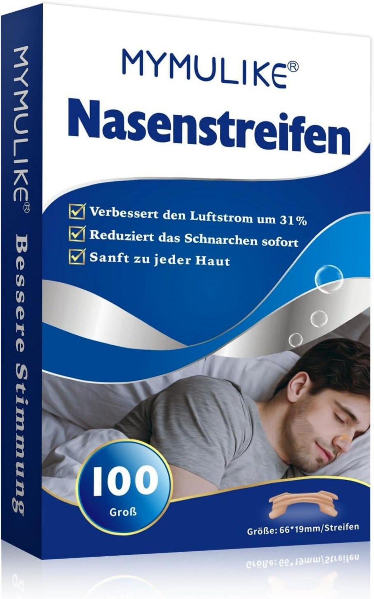 Nasenpflaster gegen Schnarchen 100 Stück - Besser Atmen & Anti