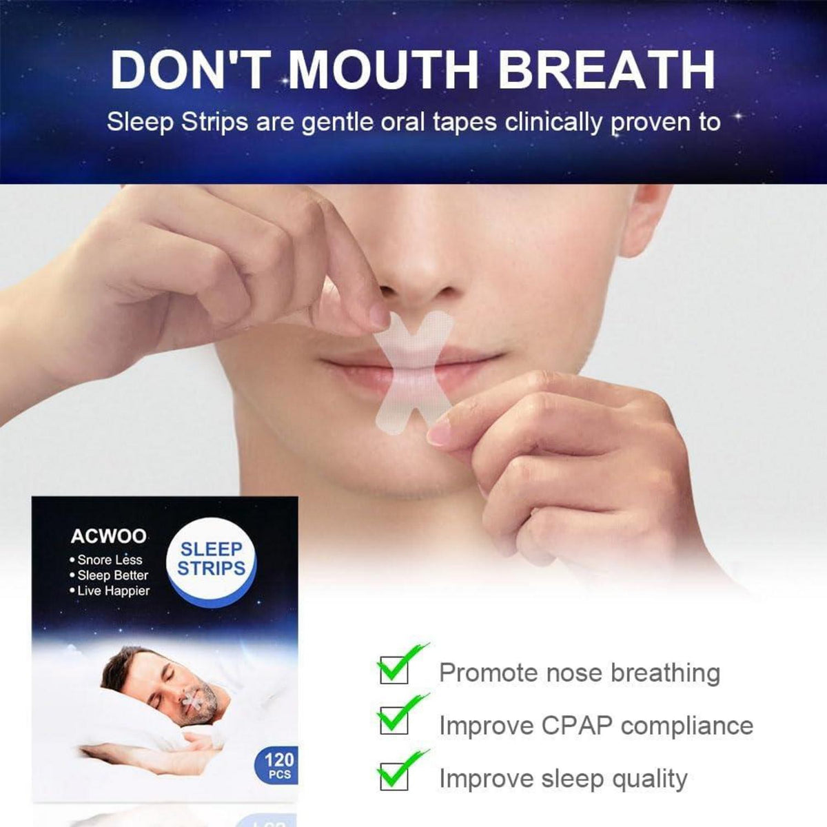 Mouth Tape for Sleeping 120 Stk. Anti Schnarch Pflaster