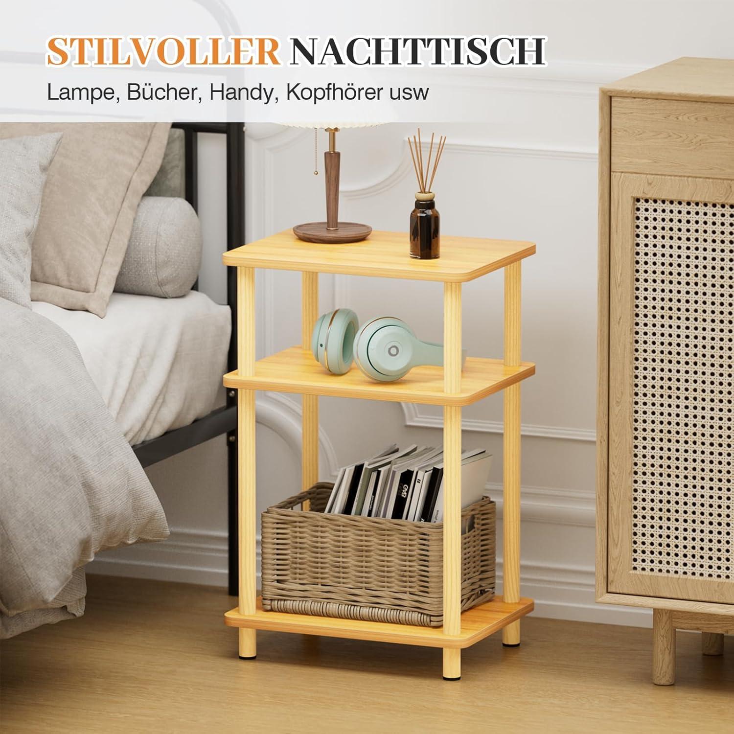 3-stöckiger Beistelltisch Holz Klein 40x30x61.5cm - Modernes Design, einfach aufzubauen