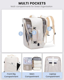 Handgepäck Rucksack 15,6 Zoll Laptop Reiserucksack Beige