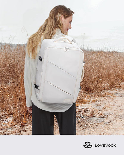Handgepäck Rucksack 15,6 Zoll Laptop Reiserucksack Weekender Beige