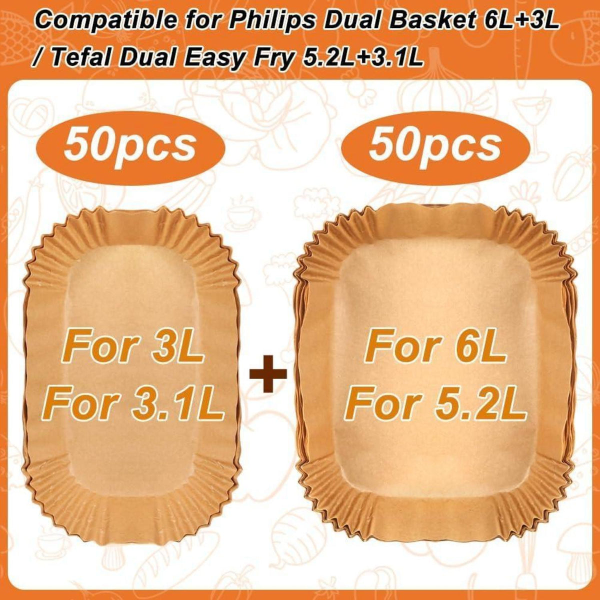 Heißluftfritteuse Backpapier – 100er Set für Korbfritteusen