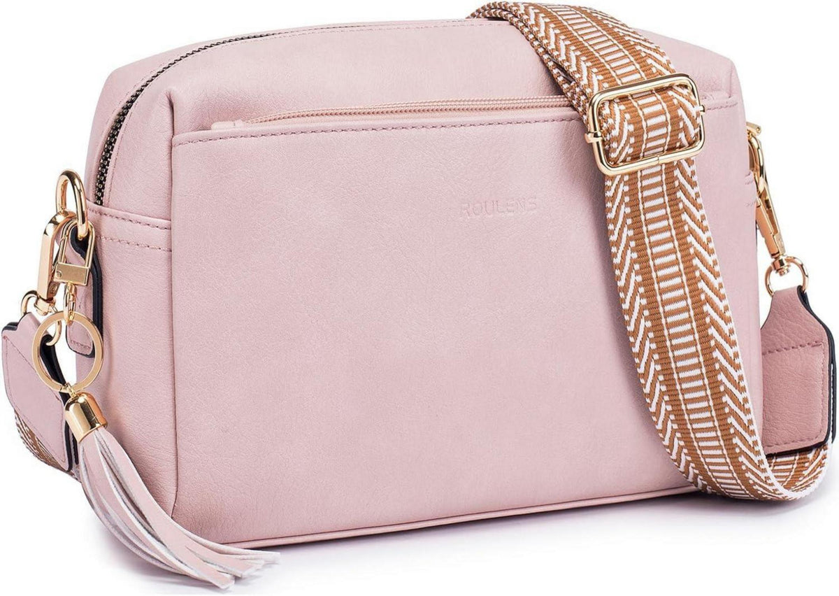 Damen Umhängetasche Veganem Leder Crossbody Schultertasche Drei