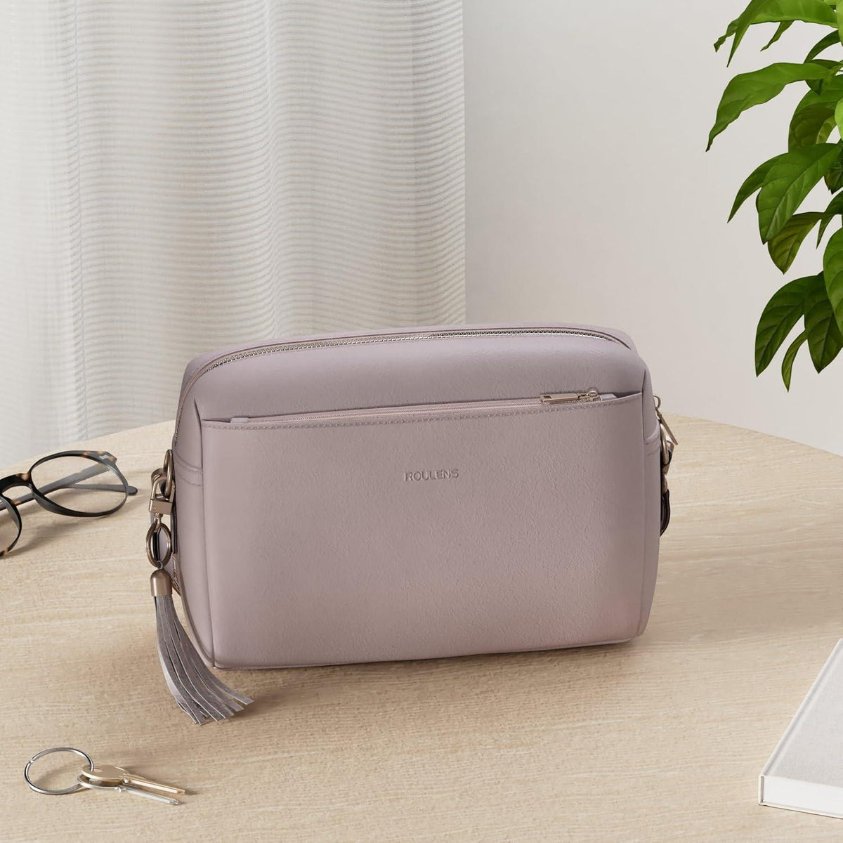 Roulens Damen Umhängetasche Veganem Leder Crossbody C-rosa