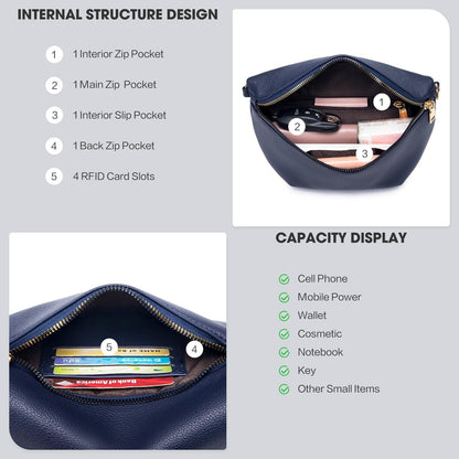 Kleine Damen Umhängetasche RFID Blockierung Veganes PU Leder Crossbody Bag