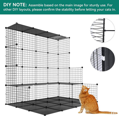 YITAHOME 2-stöckiger DIY Katzenkäfig 71x36x71cm Schwarz
