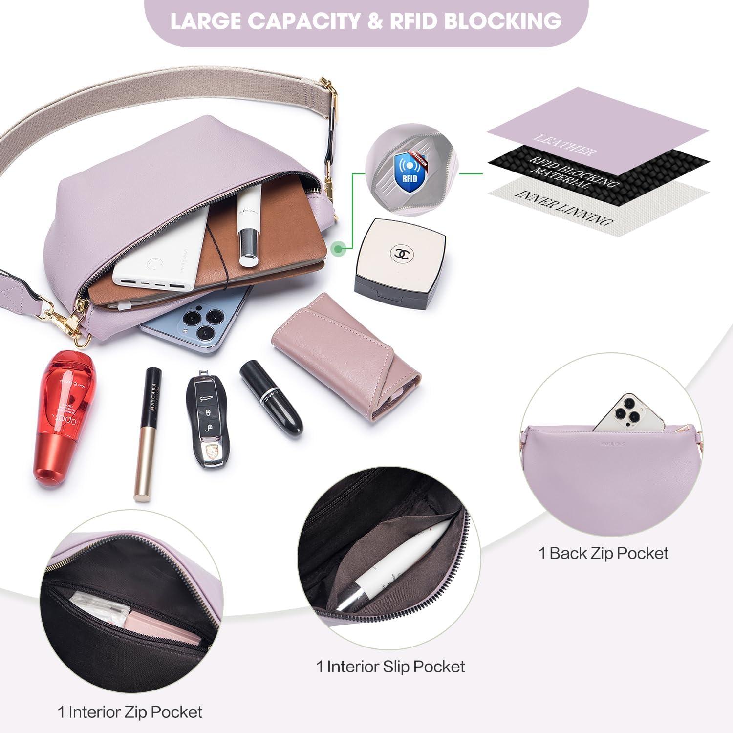 Damen Umhängetasche RFID Blockierung Veganes Leder Crossbody Tasche