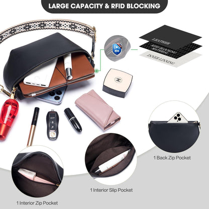 Kleine Damen Umhängetasche RFID Blockierung Crossbody Bag Vegan Leder