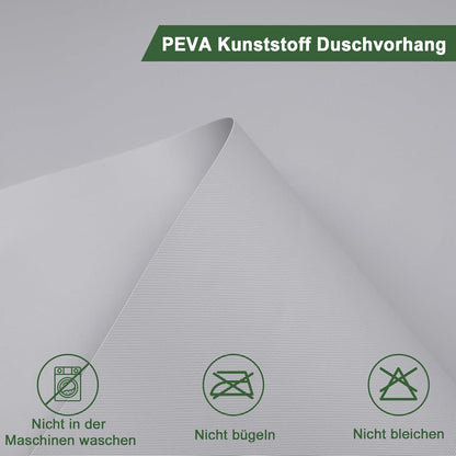 Duschvorhang Hellgrau 180x200 mit Duschvorhangringe Kunststoff